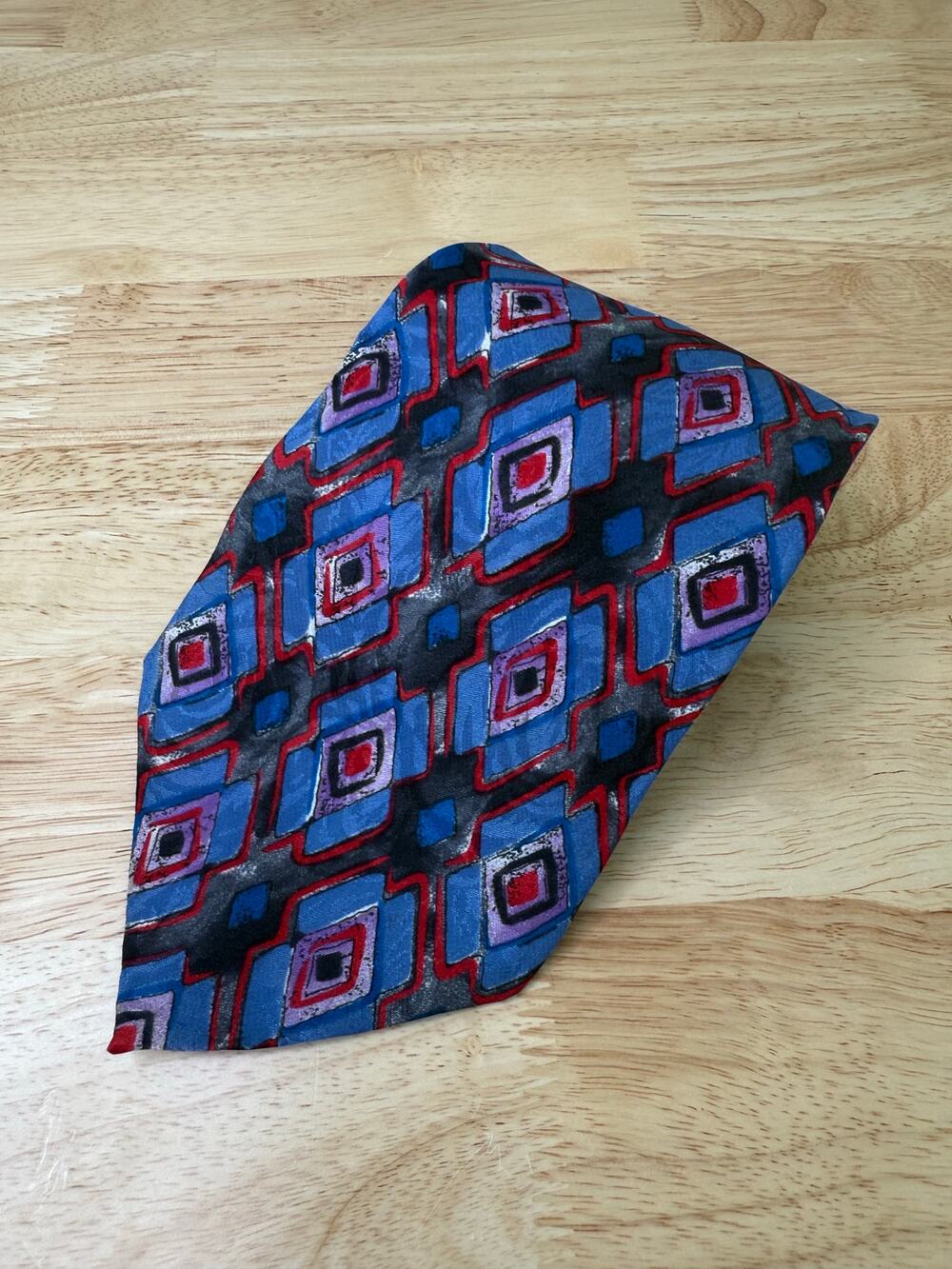 100% Silk Men's Neck Tie Made in Italy Ketch Blue Purple Red Abstract JL